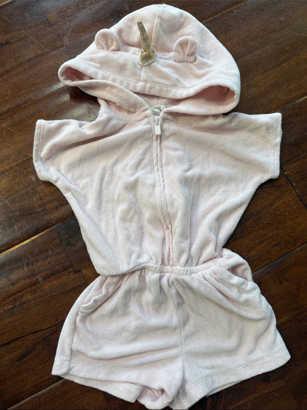 GAP Light Pink Unicorn Hooded Kids Swim Coverup Romper